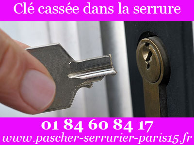 Ouverture de porte Paris 15 : clé cassée dans la serrure