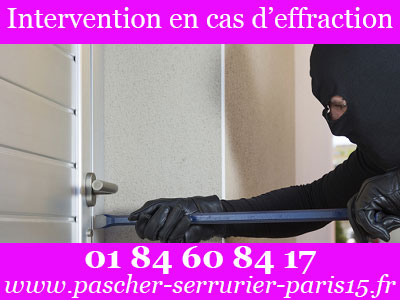 Service d'urgence serrurerie Paris 15 disponible en cas d'effraction